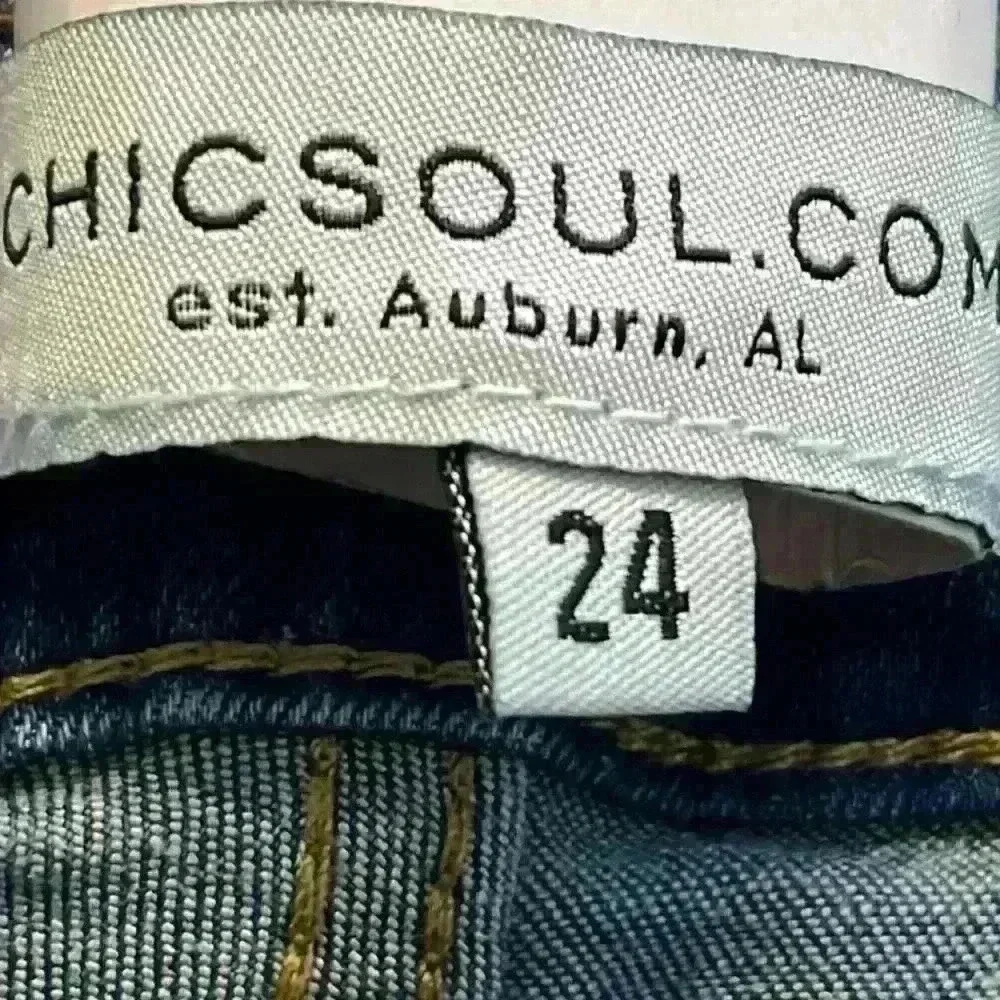 Chicsoul Jeans Blue Women’s Size 24 High Rise Straight Medium Wash - Picture 4 of 9